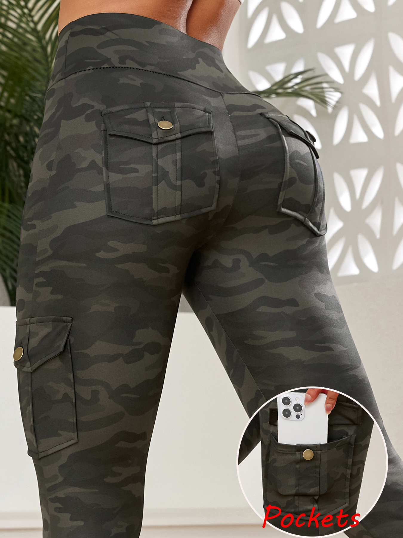 Outdoor Sport Leggings - 2024 Pockets Camouflage Gym Leggings Women